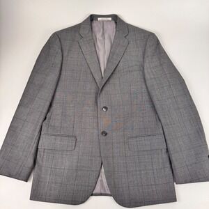Joseph Abboud Blazer Men 40R Gray Plaid Slim Fit Wool Tollegno 1900 Made in USA